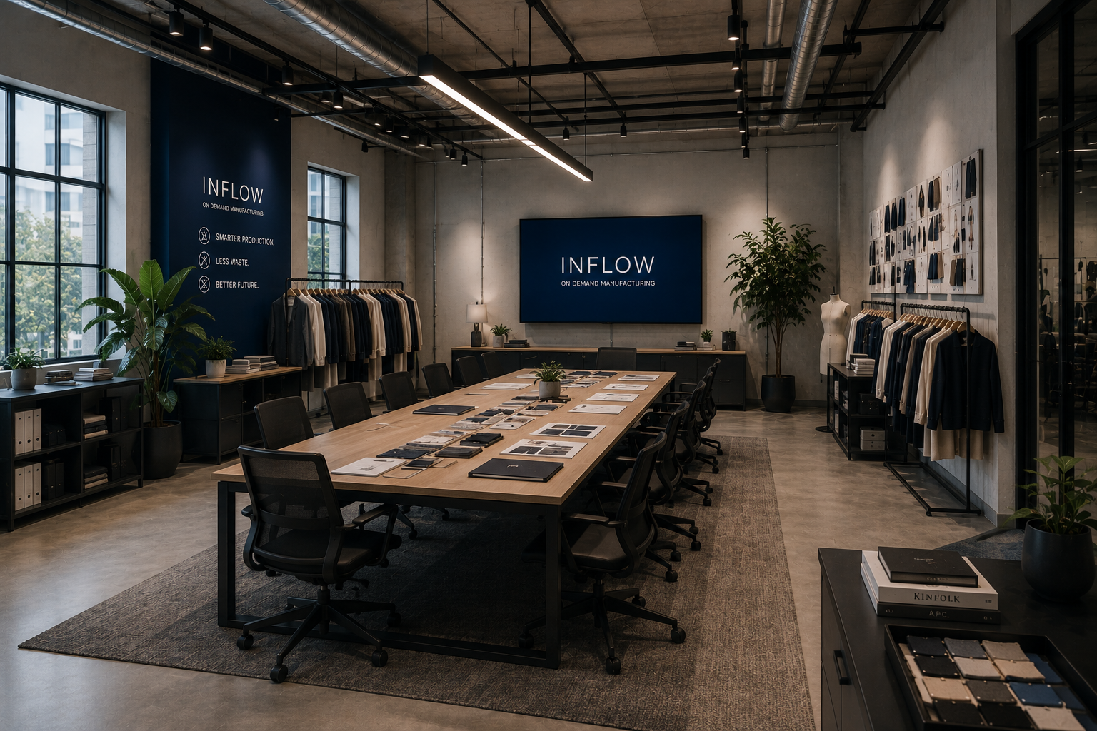 Inflow on-demand manufacturing showroom