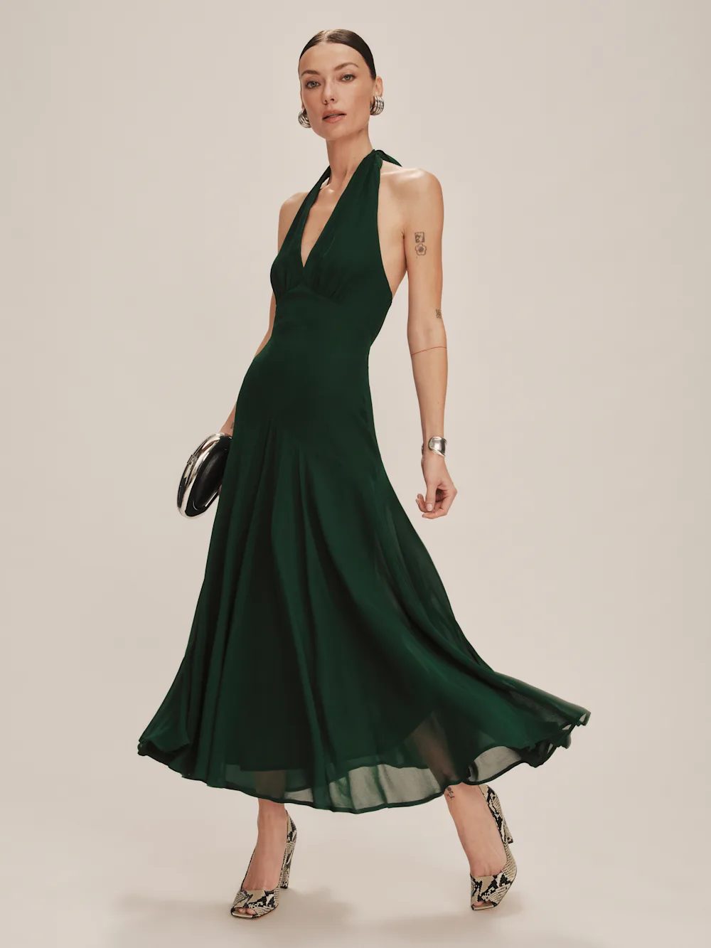 Chiffon halter midi