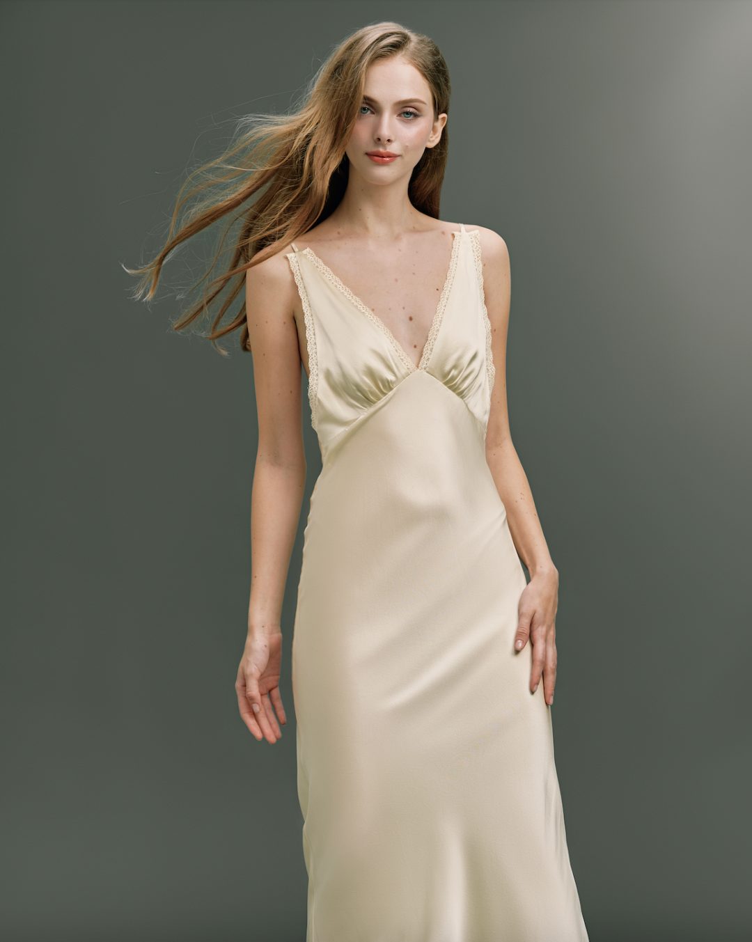 Bias-cut silk slip
