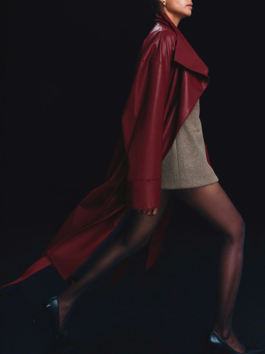 Trench & knit skirt